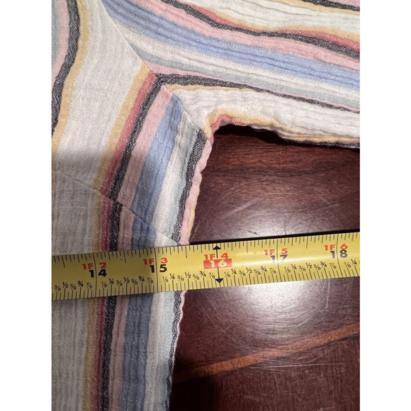 Soft Surroundings White Blue Striped Button Up Shirt Size Medium - Picture 8 of 10